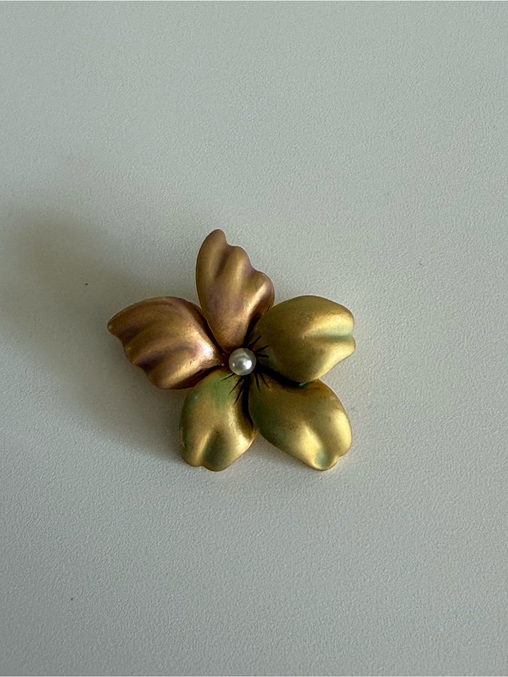 Joan Rivers Gold and Green Floral Brooch